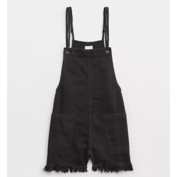 NWT Aerie Double Strap Shortall Smoked Gray Size Small Overall Shorts - Picture 3 of 12